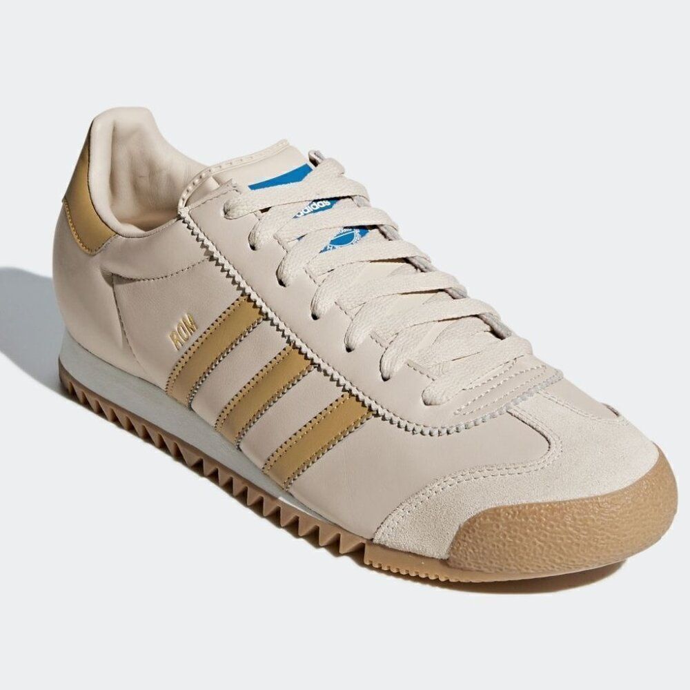 Vintage 1970s Adidas Rom in the Tan Leather Light Brown stripes 7 mens 8 wmns